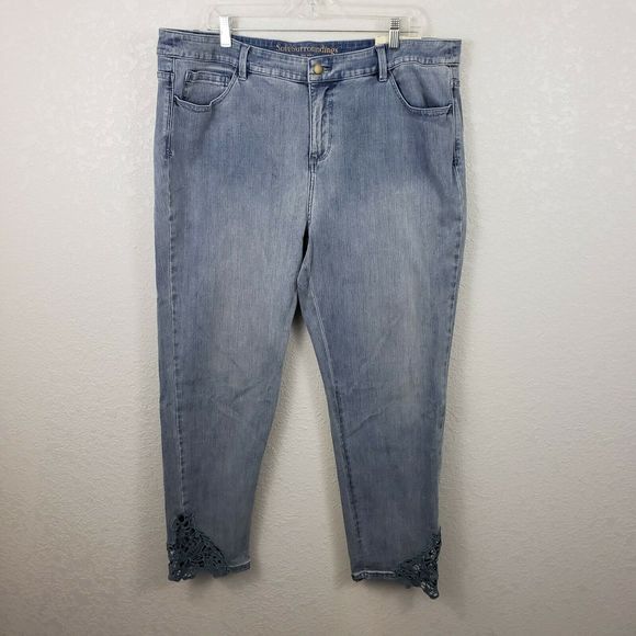 NWT Soft Surroundings 18 Touch Of Lace jeans plus - Picture 1 of 7